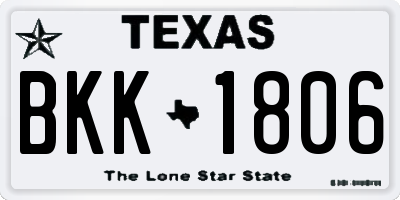 TX license plate BKK1806