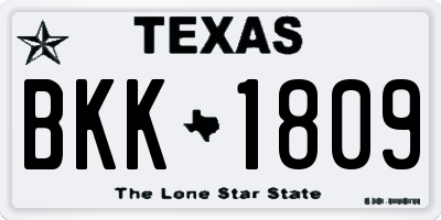 TX license plate BKK1809