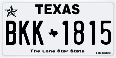 TX license plate BKK1815