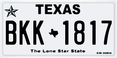 TX license plate BKK1817