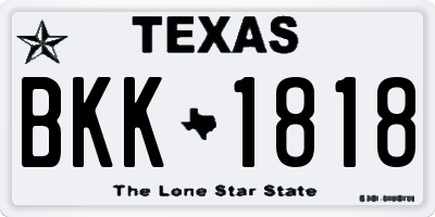 TX license plate BKK1818