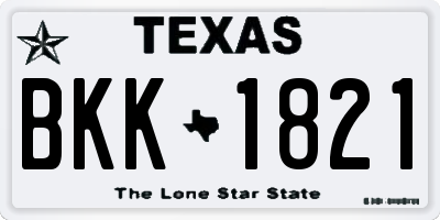 TX license plate BKK1821