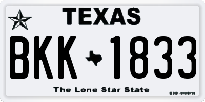 TX license plate BKK1833