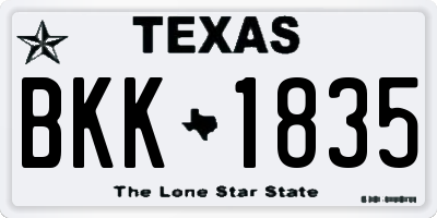 TX license plate BKK1835