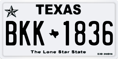 TX license plate BKK1836