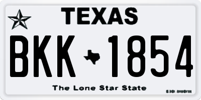 TX license plate BKK1854