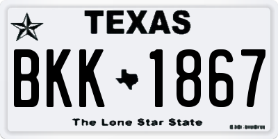 TX license plate BKK1867