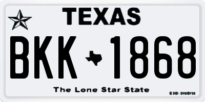TX license plate BKK1868