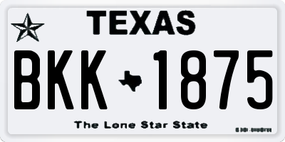 TX license plate BKK1875