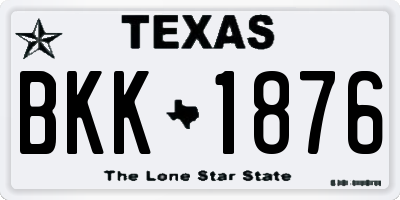 TX license plate BKK1876