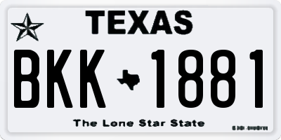 TX license plate BKK1881