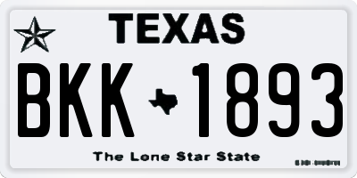 TX license plate BKK1893