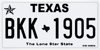 TX license plate BKK1905