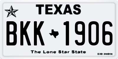 TX license plate BKK1906