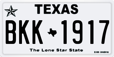 TX license plate BKK1917