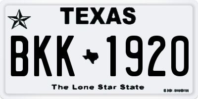 TX license plate BKK1920