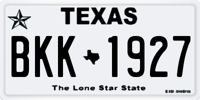 TX license plate BKK1927