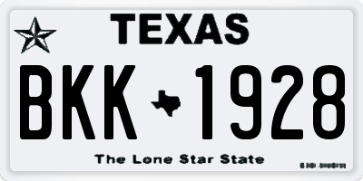 TX license plate BKK1928