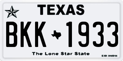 TX license plate BKK1933