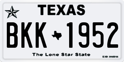 TX license plate BKK1952