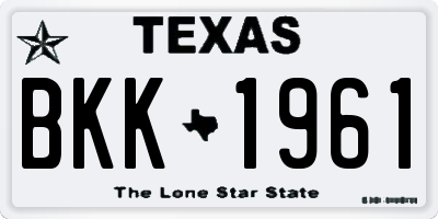 TX license plate BKK1961