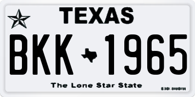 TX license plate BKK1965