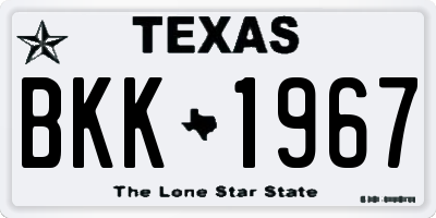 TX license plate BKK1967
