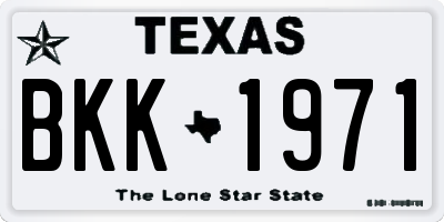 TX license plate BKK1971