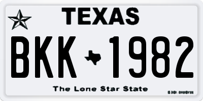 TX license plate BKK1982