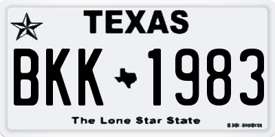 TX license plate BKK1983