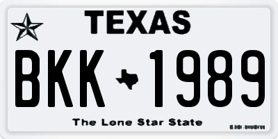 TX license plate BKK1989