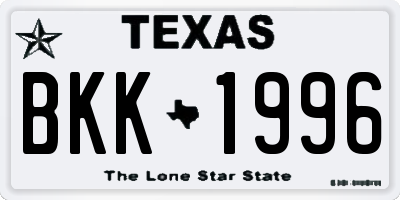 TX license plate BKK1996