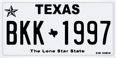 TX license plate BKK1997