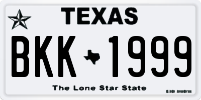 TX license plate BKK1999