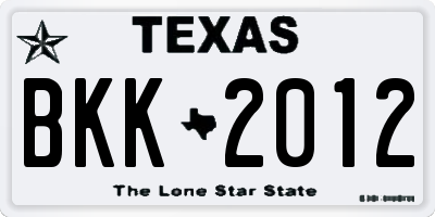 TX license plate BKK2012