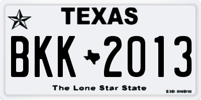 TX license plate BKK2013