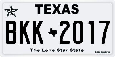 TX license plate BKK2017