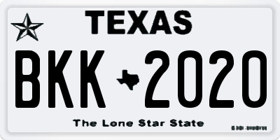 TX license plate BKK2020