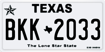 TX license plate BKK2033