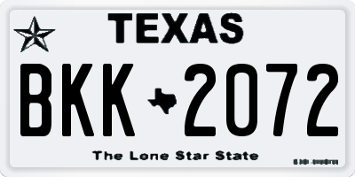 TX license plate BKK2072