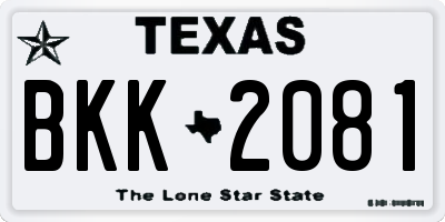 TX license plate BKK2081