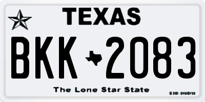 TX license plate BKK2083