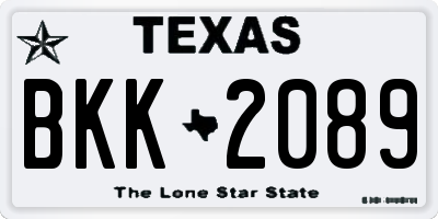 TX license plate BKK2089
