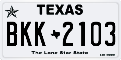 TX license plate BKK2103