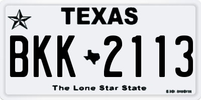 TX license plate BKK2113