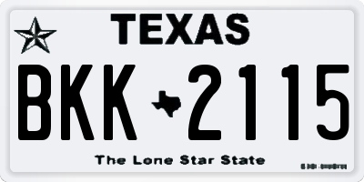 TX license plate BKK2115