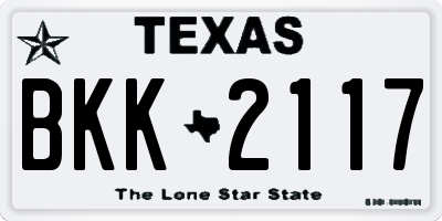 TX license plate BKK2117