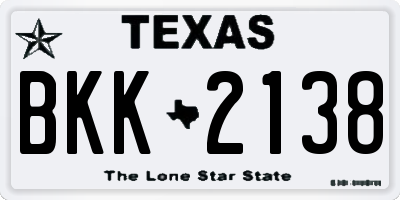 TX license plate BKK2138