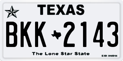 TX license plate BKK2143