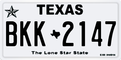 TX license plate BKK2147